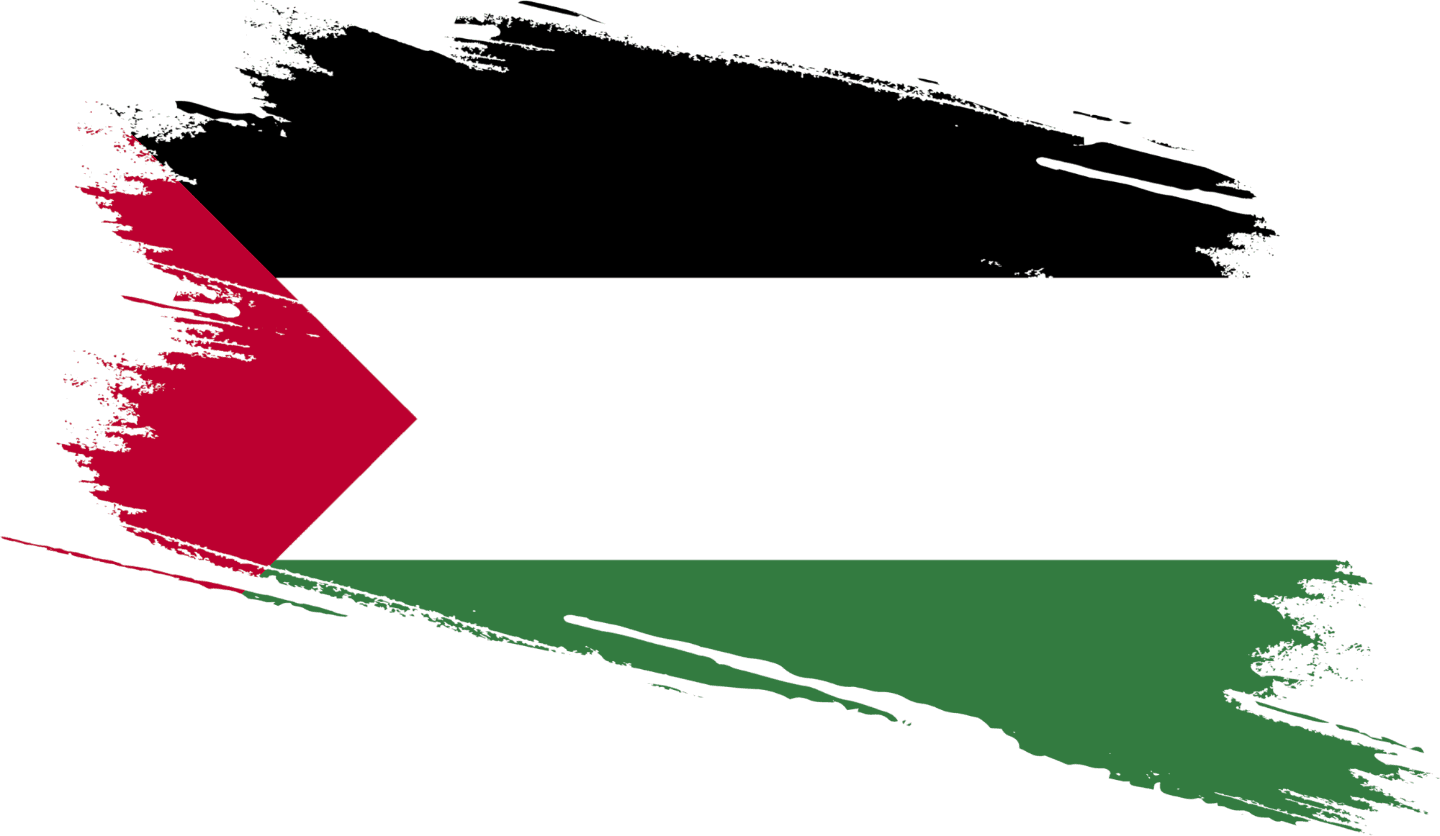A red, green, black and white flag in a energetic brush stroke