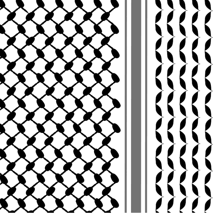 A black and white keffiyeh pattern