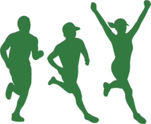 Silhouettes of runners